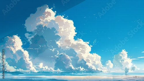 Anime background with beautiful clouds and sky images. Beautiful clouds and sky on anime images. photo