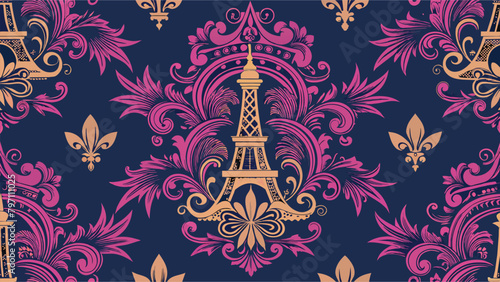abstract floral background, classic, paris, french, illustration