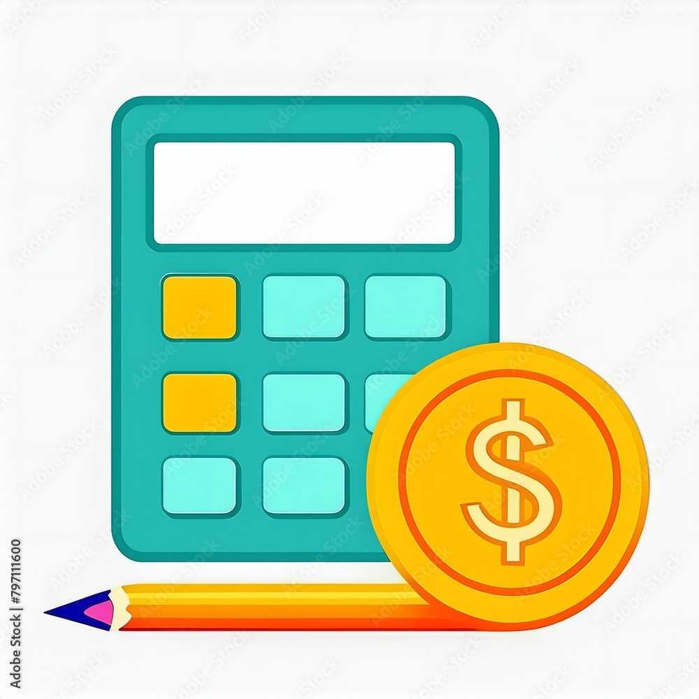 calculator and money icon. The concept of Budgeting in personal finance calculator and money icon. The concept of Budgeting in personal finance