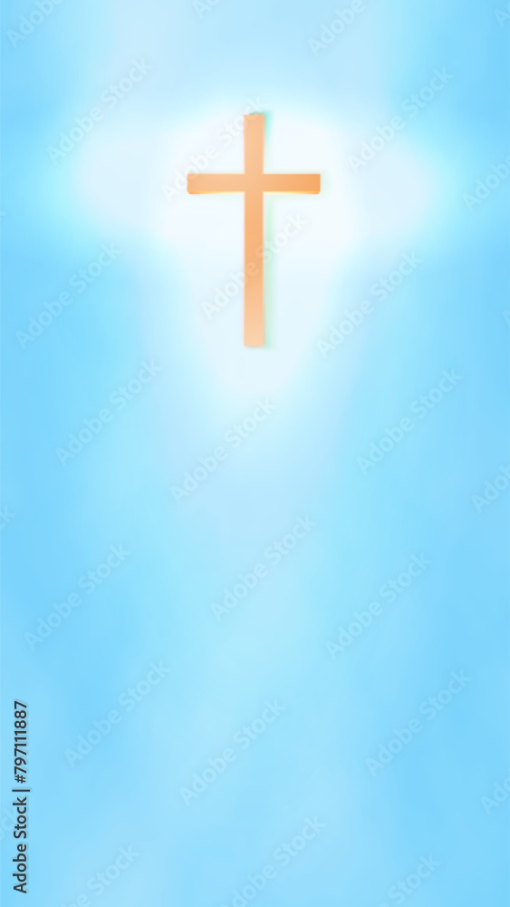 Vertical Background of Cross Silhouette In The Sky. Ascension of Jesus Christ