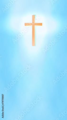 Vertical Background of Cross Silhouette In The Sky. Ascension of Jesus Christ