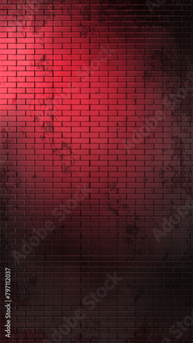Red Lights Brick Wall Vertical Background. Mobile Story Banner