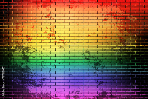 Black Pride Brick Wall With a Rainbow Flag On It