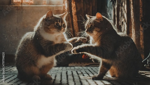 a crazy bisiness fight cats photo