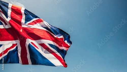 united kingdom flag on blue background with copy space 3d render