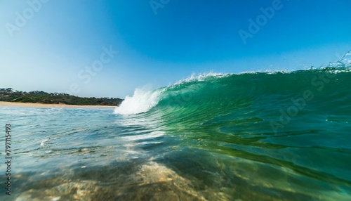 turquoise olive green ocean wave during summer tide abstract sea nature background