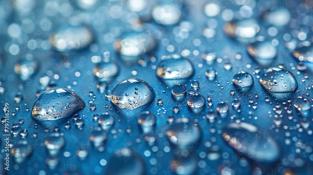 water drops on blue background