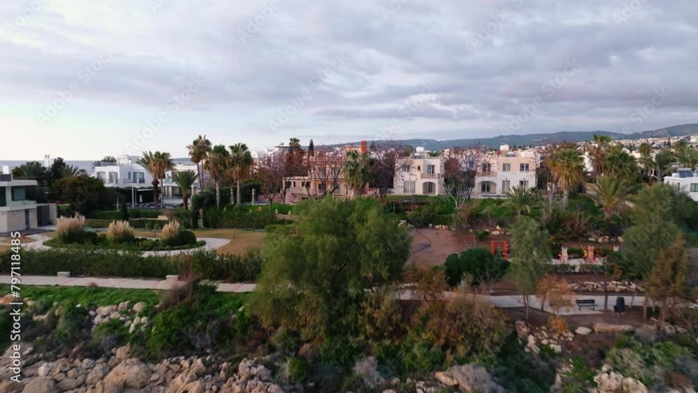Sunset Splendor: Aerial Views of Coastal Living in Paphos, Cyprus with Breathtaking Urban and Natural Landscapes. High quality 4k footage Sunset Splendor: Aerial Views of Coastal Living in Paphos, Cyprus with Breathtaking Urban and Natural Landscapes. High quality 4k footage