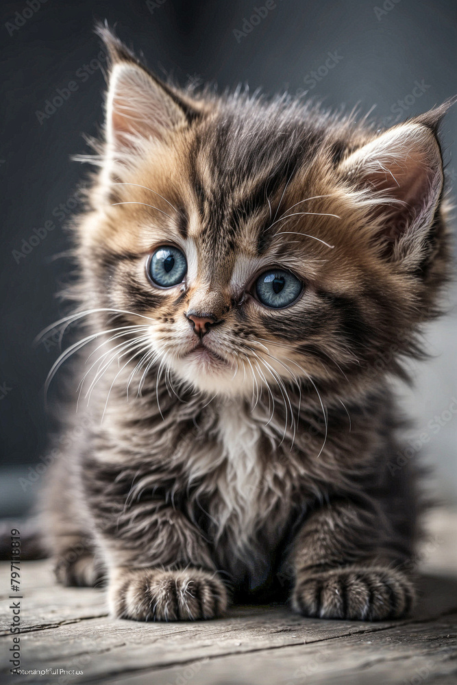 Close-Up Photo of an Adorable Kitten: A Perfect Wall Art Picture Capturing the Cuteness of Kittens.