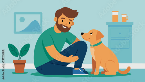 A man recounts the incredible bond he shares with his adopted dog who was rescued from a hoarding situation and now brings endless happiness to his. Vector illustration