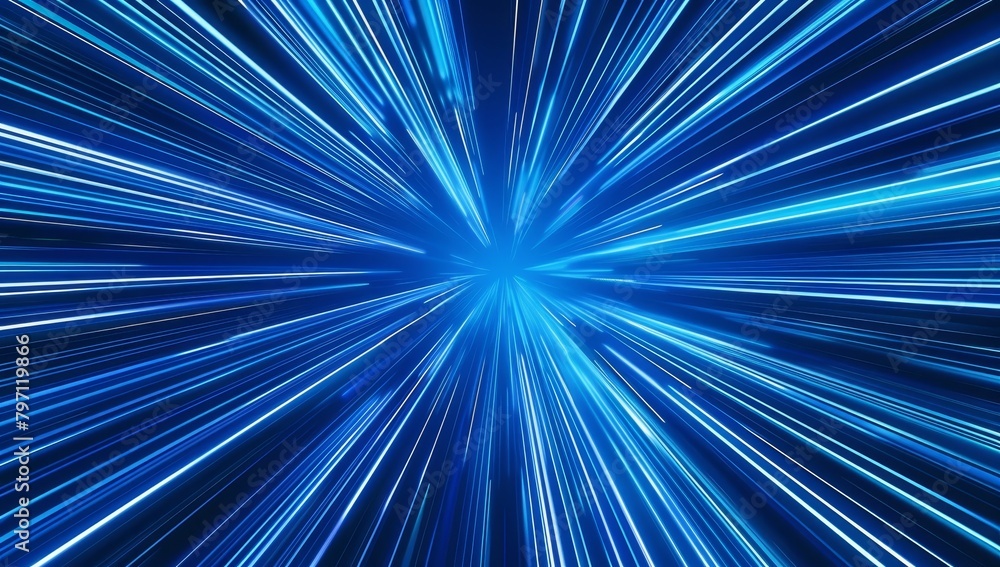 Fototapeta premium Abstract blue light rays speed motion background