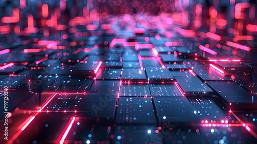 Futuristic digital grid with glowing lines