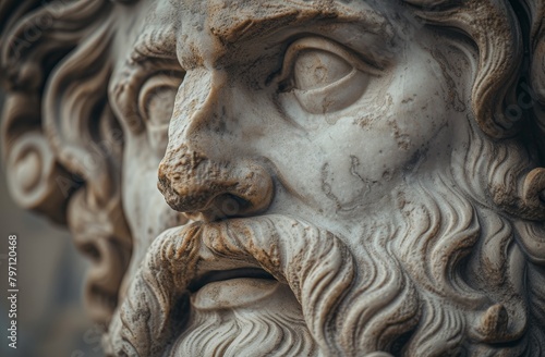 Close-up of a classical stone lion sculpture