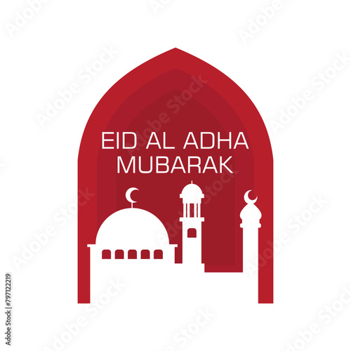 Eid al adha mubarak logo design simple concept Premium Vector