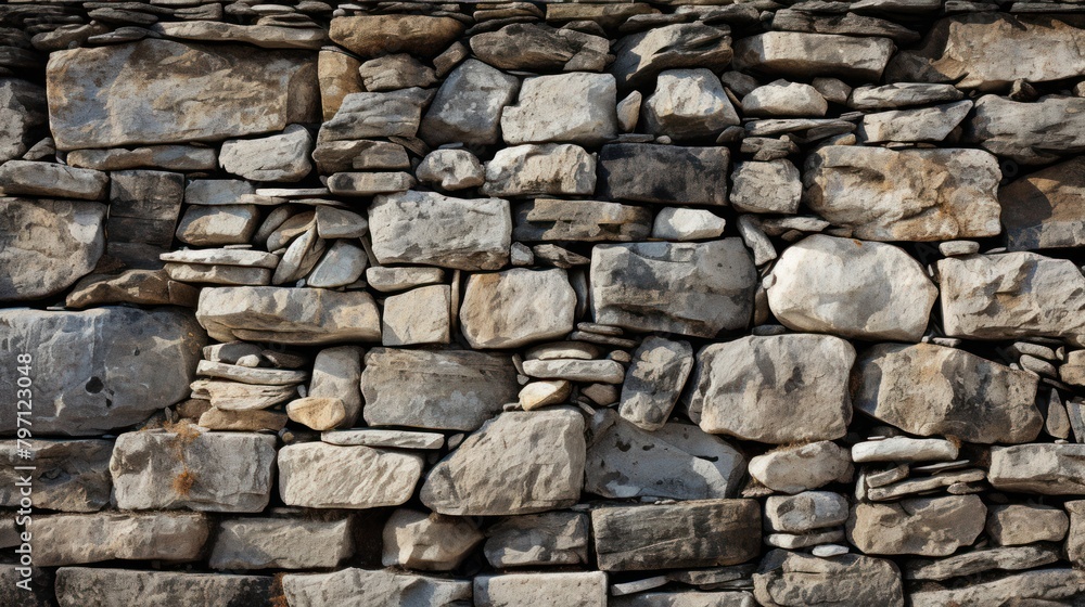 Background of a cobblestone wall made of large gray stones.