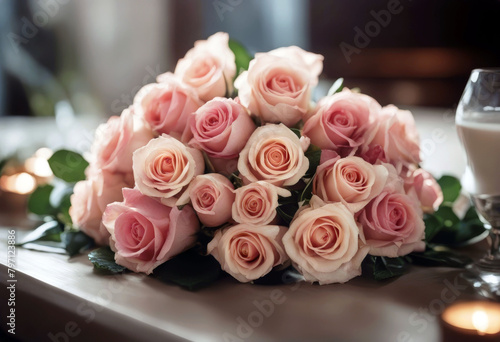 was roses table beautiful bouquet a Background Flower Wedding Nature Spring Love Light White Floral Beauty Rose Garden Valentines day Green Color Plant Valentine Pink Colorful Roses Cosmetic 