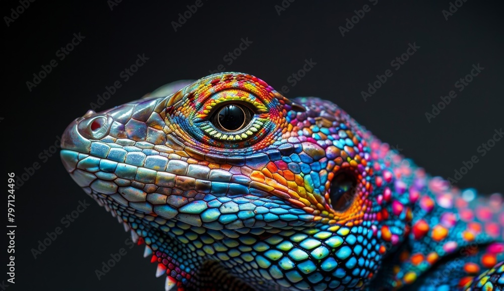 Vibrant Close-up of a Colorful Lizard