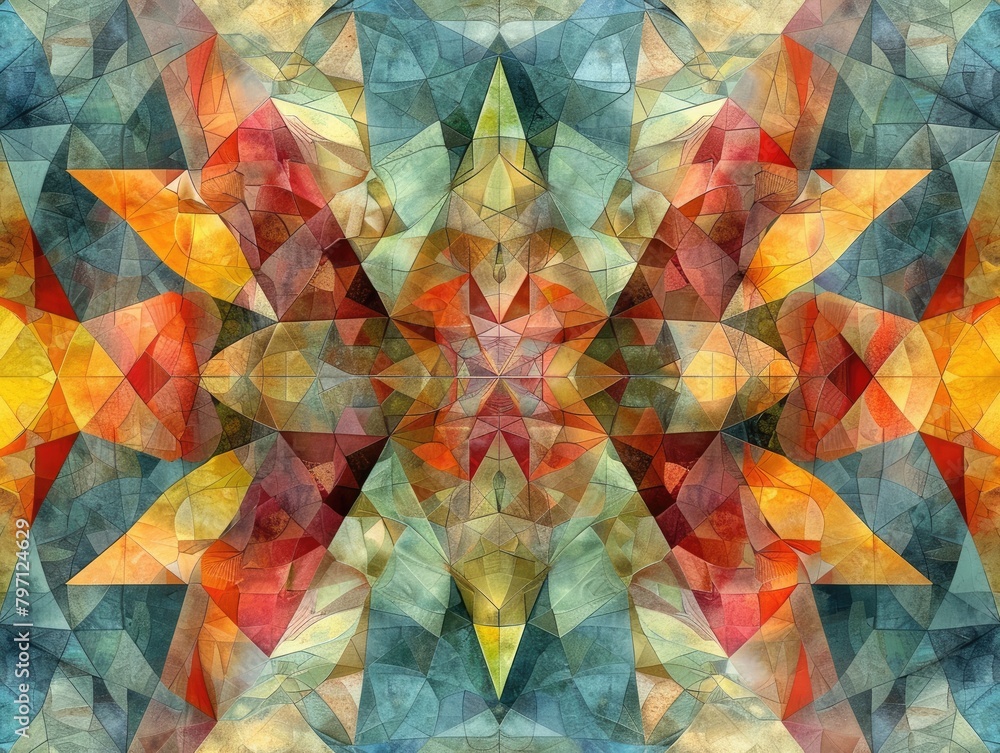 Geometric shapes in a kaleidoscope pattern