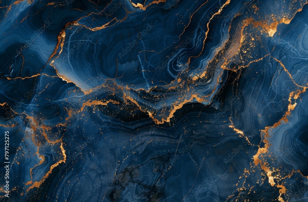 Naklejka premium Luxurious blue and gold marble texture