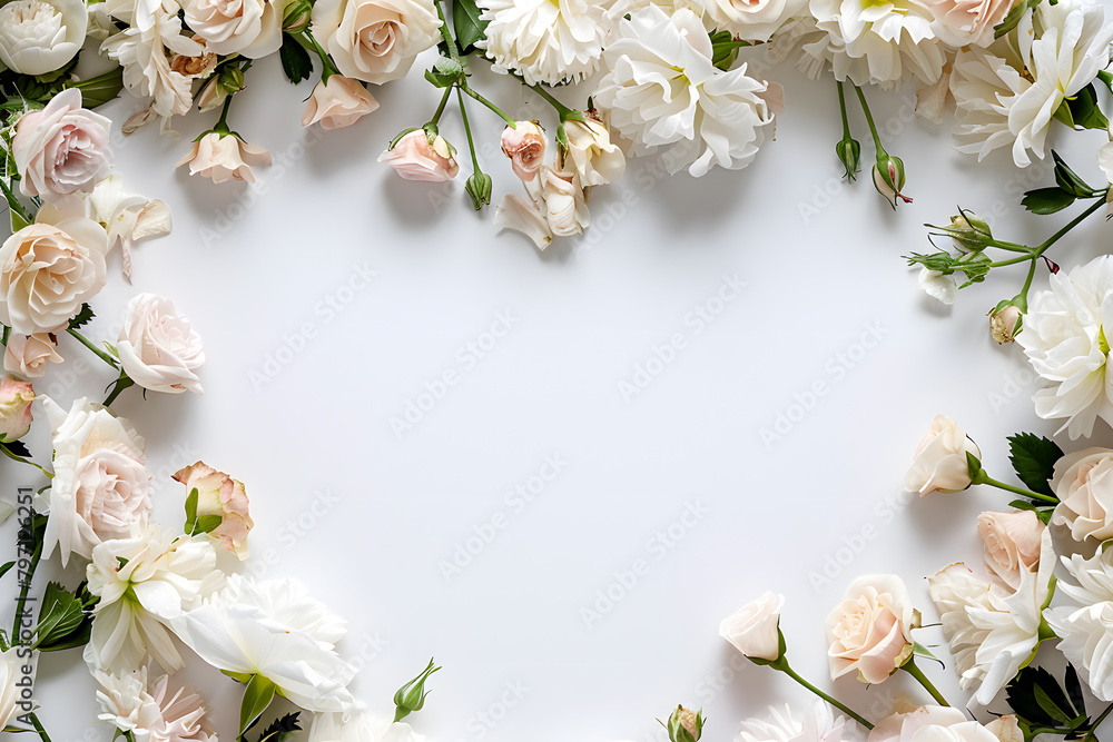 Stylish elegant feminine flat lay white floristic background copy space mockup. Stylish elegant feminine flat lay white floristic background copy space mockup.