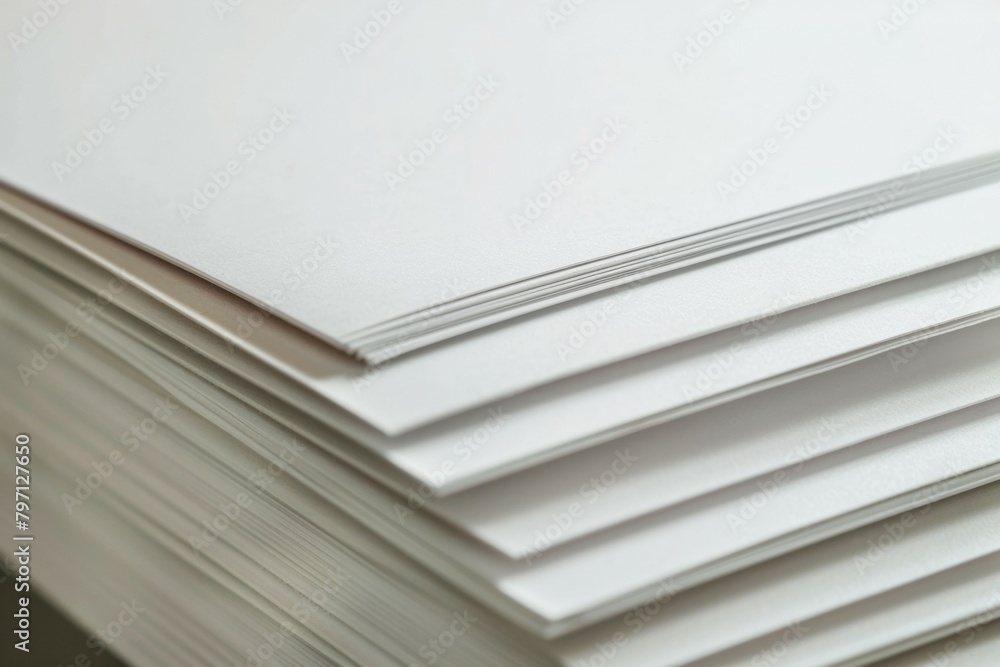 A stack of white paper with a white background A stack of white paper with a white background