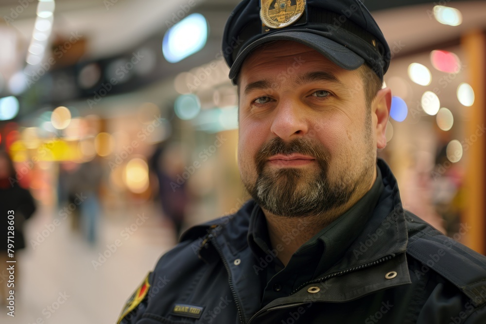 Security guard professional safety patrol man police employee mall safe business protect serve confident authority public space secure guarding agent staff shop convenience store grocery Security guard professional safety patrol man police employee mall safe business protect serve confident authority public space secure guarding agent staff shop convenience store grocery