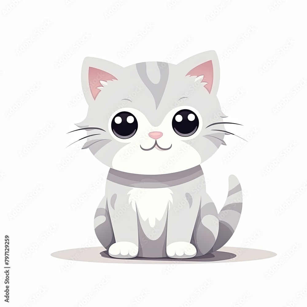 flat illustration of cute pleasant cat flat illustration of cute pleasant cat