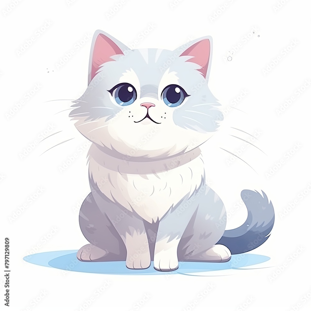flat illustration of cute pleasant cat flat illustration of cute pleasant cat