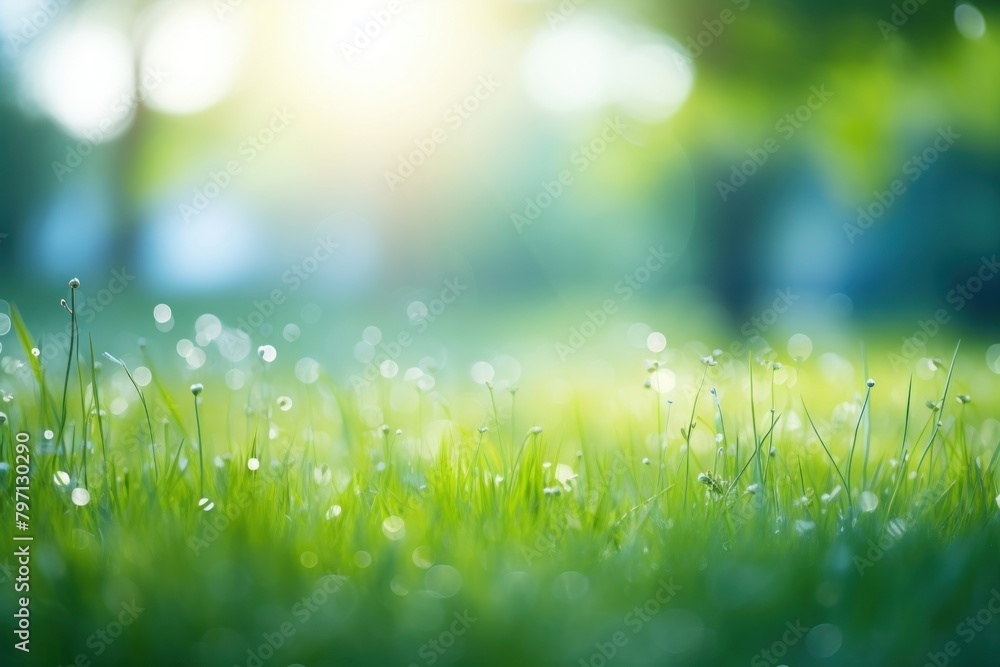 Grass land scene with sunlight green backgrounds landscape.