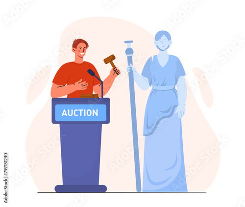 Auction statues vector concept