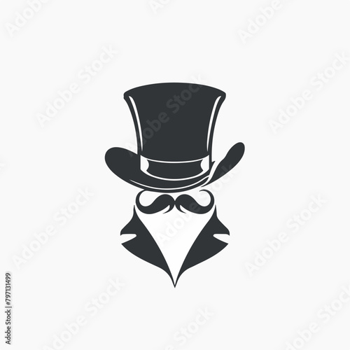 Top Hat Vintage in cartoon, doodle style. Image for t-shirt, web, mobile apps and ui. Isolated 2d vector illustration in logo, icon, sketch style, Eps 10. AI Generative