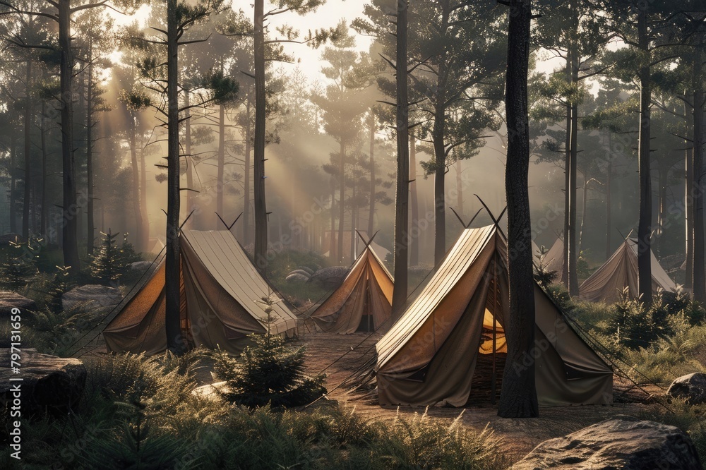 Tents in pine parks