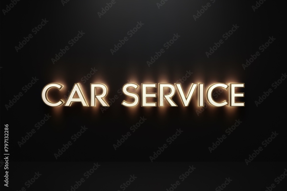 Car service neon sign on black background, AI