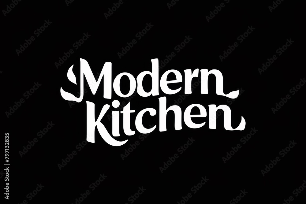 A black and white logo with the word modern kitchen, AI A black and white logo with the word modern kitchen, AI