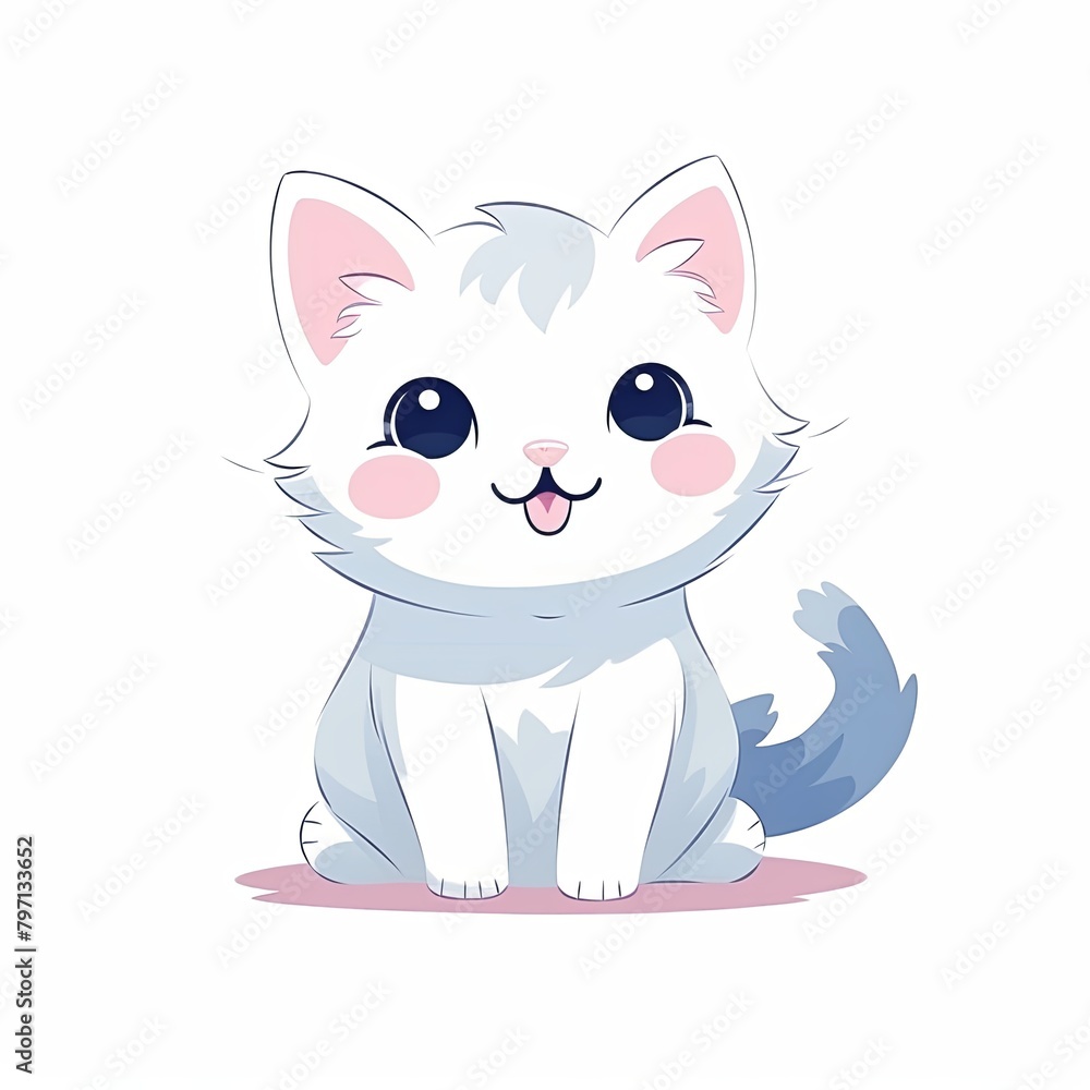 flat illustration of cute pleasant cat flat illustration of cute pleasant cat