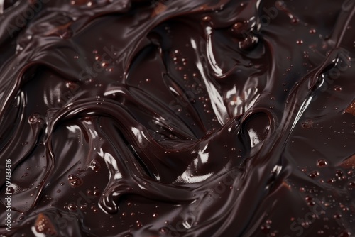 Glossy Swirls of Melted Dark Chocolate