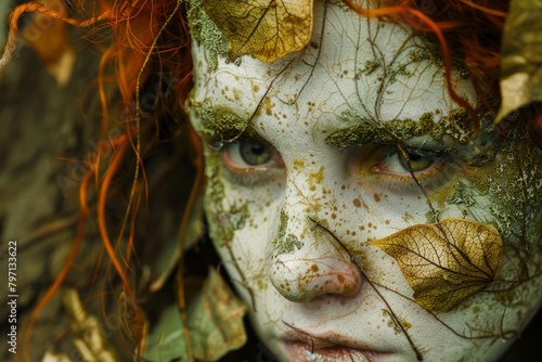 Mystical Forest Nymph with Leafy Makeup