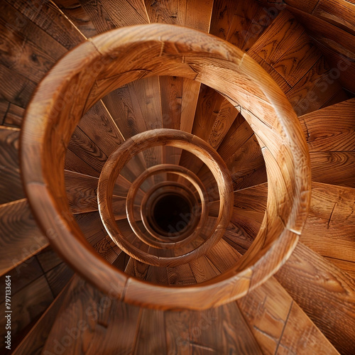 Wallpaper Mural A top view of a wooden spiral staircase. Wooden texture. Architecture details. Torontodigital.ca