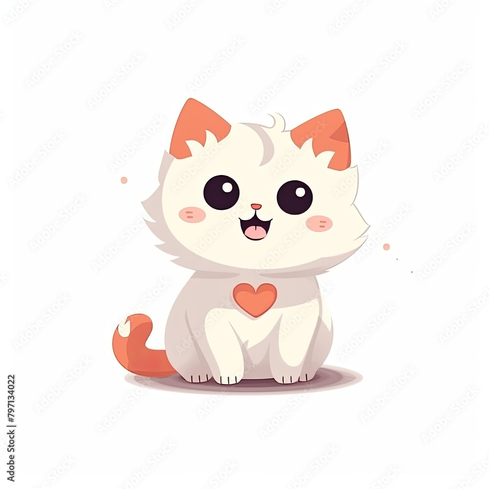 flat illustration of cute pleasant cat flat illustration of cute pleasant cat