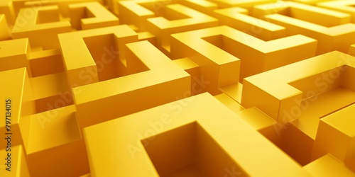 A yellow maze with a lot of zigzags and a lot of squares