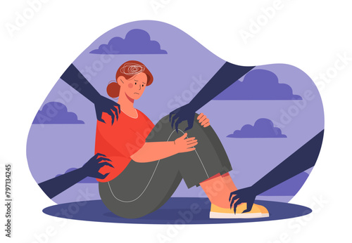 Woman with depression vector