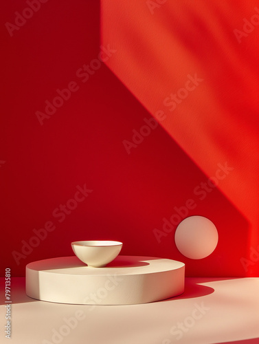 red cup and saucer
