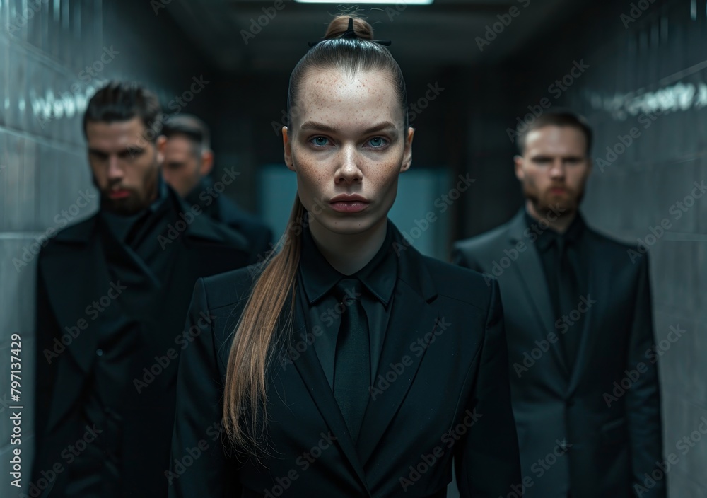 Confident businesswoman leading a team of professionals in a corporate environment Confident businesswoman leading a team of professionals in a corporate environment