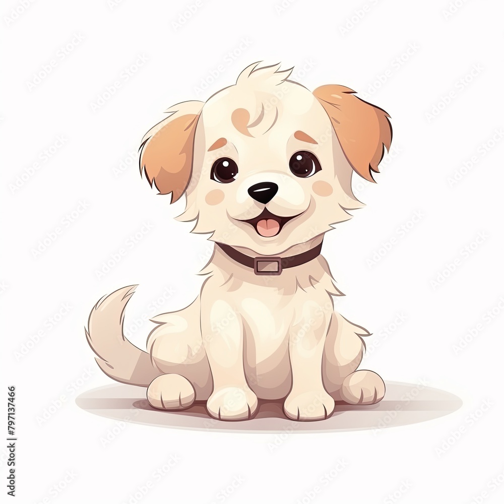 flat illustration of cute pleasant puppy flat illustration of cute pleasant puppy
