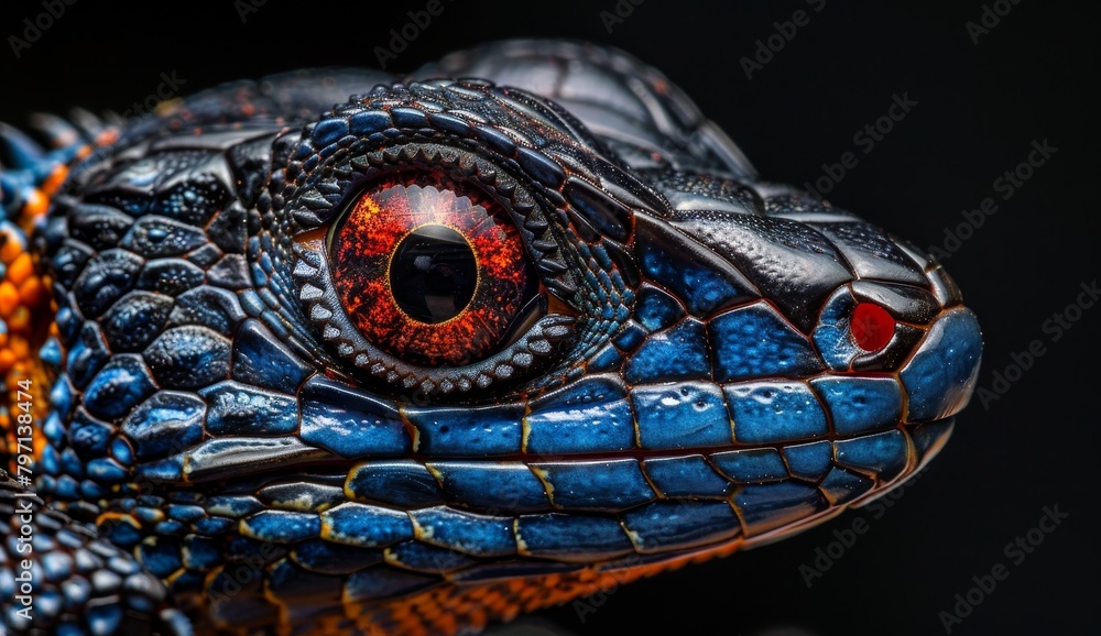 Close-up of a Colorful Reptile Eye and Scales Close-up of a Colorful Reptile Eye and Scales