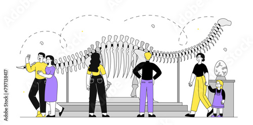 People in museum vector simple