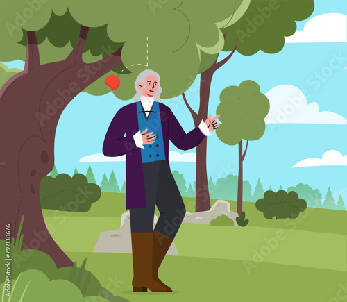 Newton with apple vector