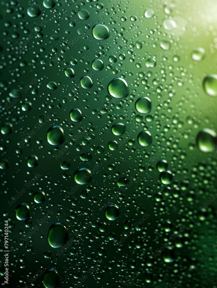 Close-up of Water Droplets on a Green Surface Close-up of Water Droplets on a Green Surface