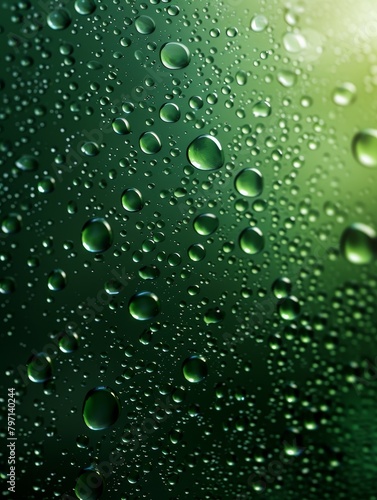 Wallpaper Mural Close-up of Water Droplets on a Green Surface Torontodigital.ca