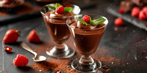 Chocolate mousse on the table